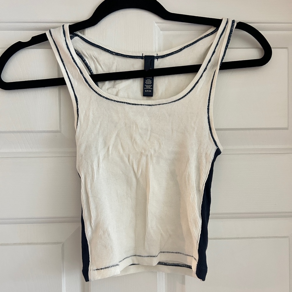 SKIMS Cotton Rib Tank Ivory Marble Multi